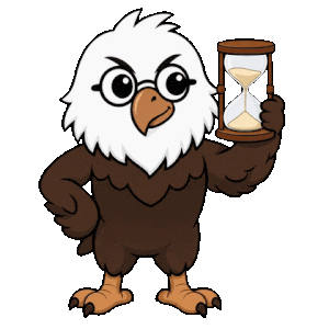 Loky holding an hourglass